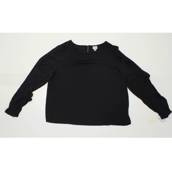 A New Day black long sleeve ruffle blouse NWT XXL - Picture 2 of 5